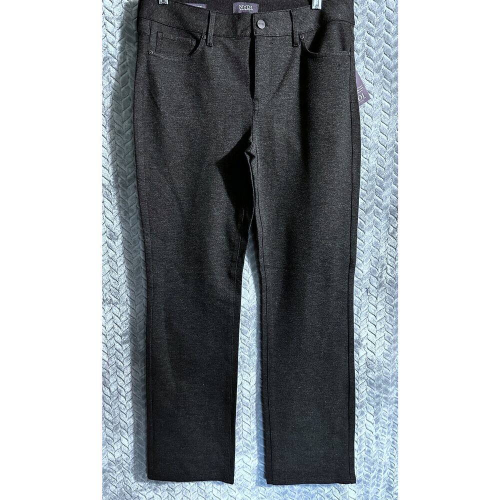 NYDJ Marilyn Straight Pant Ponte Knit Lift Tuck Technology Sculpting Dk Gray - 8